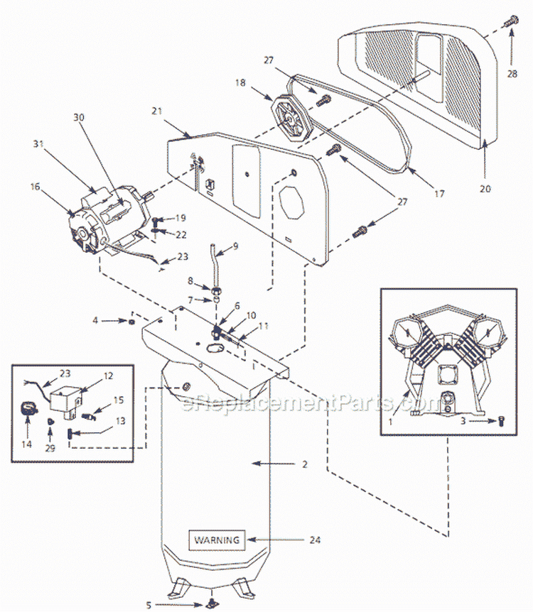 Page A Diagram and Parts List for VH611300AJ 2008 Campbell Hausfeld Compressor